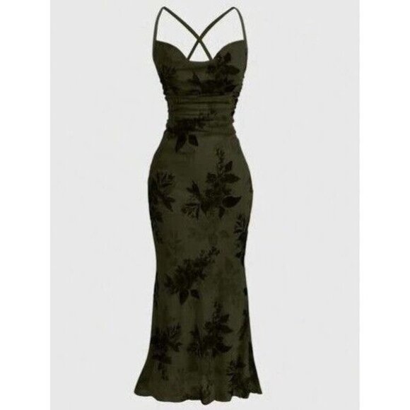ROMWE Dresses & Skirts - Romwe NWT Dress Fairycore Whims goth Green Black Mesh Cami Slip Small XL